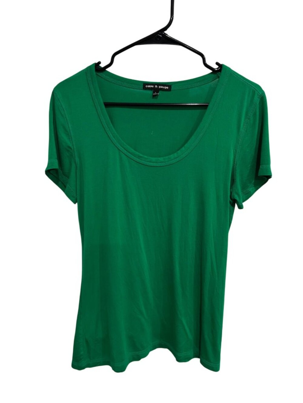 Cable & Gauge Green Scoop Neck T-Shirt Size L Viscose Spandex Minimalist Indie